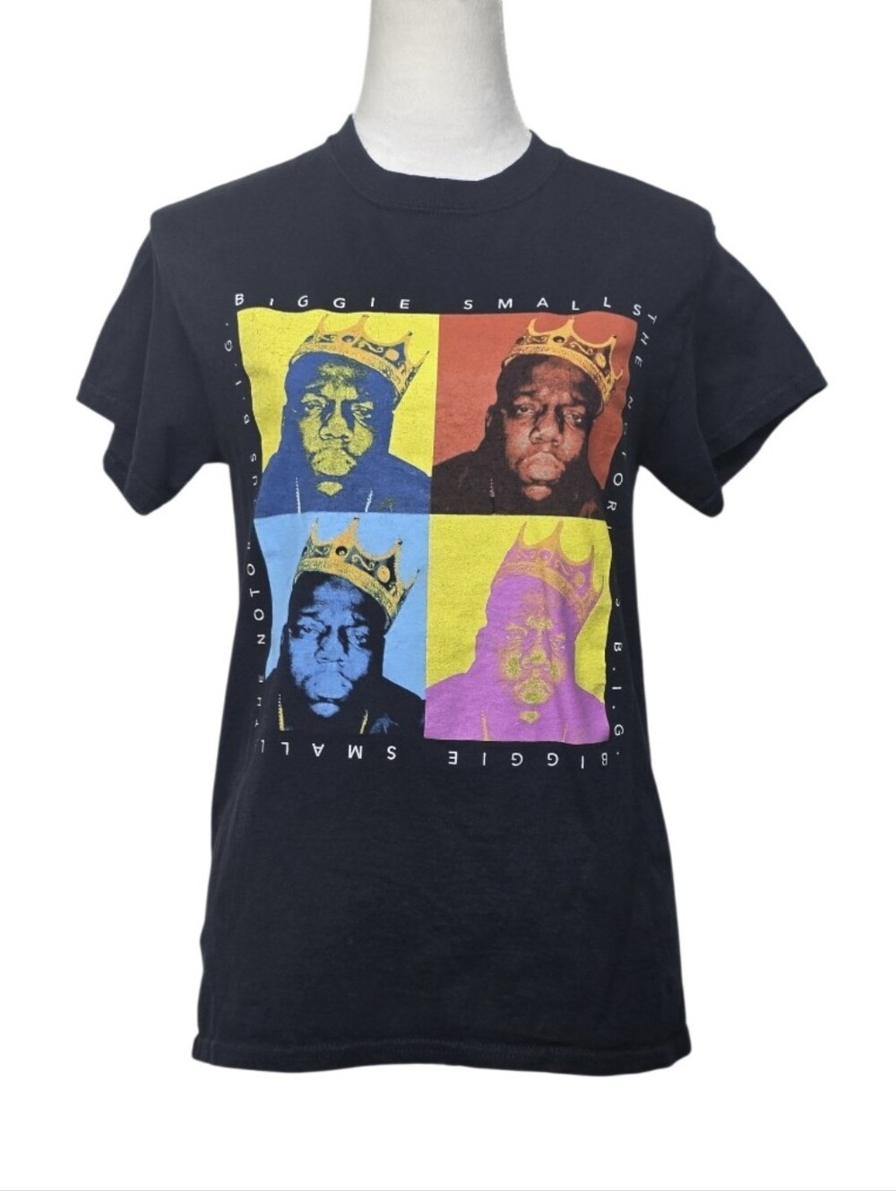 The Notorious Big Black Graphic Short Sleeve Tee with Colorblock Biggie Print